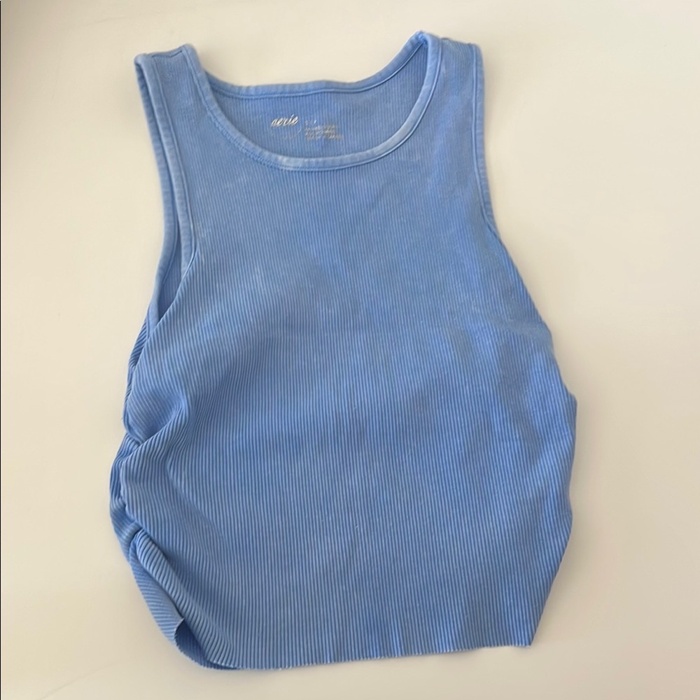 Blue Ribbed Tank Top